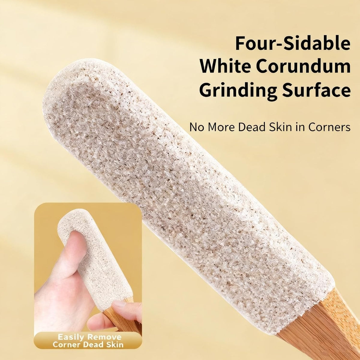 2-Pack Professional Pedicure Foot File with Wooden Handle & Pumice Stone - Callus Remover for Feet & Hands, Foot Scrubber for Dead Skin, Dry Rough Feet, Cracked Heels and Corns
