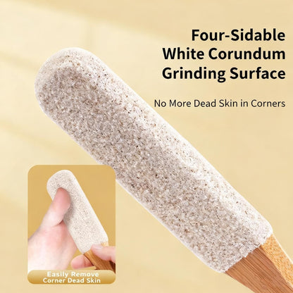2-Pack Professional Pedicure Foot File with Wooden Handle & Pumice Stone - Callus Remover for Feet & Hands, Foot Scrubber for Dead Skin, Dry Rough Feet, Cracked Heels and Corns