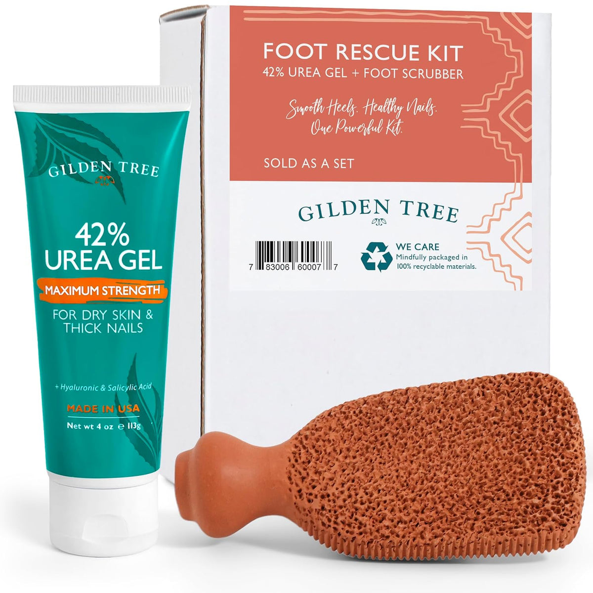GILDEN TREE Callus Remover Gel + Foot Scrubber Kit - Pedicure Tools for Dry Cracked Heels
