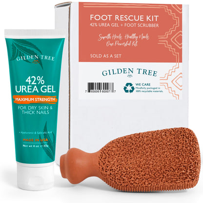 GILDEN TREE Callus Remover Gel + Foot Scrubber Kit - Pedicure Tools for Dry Cracked Heels
