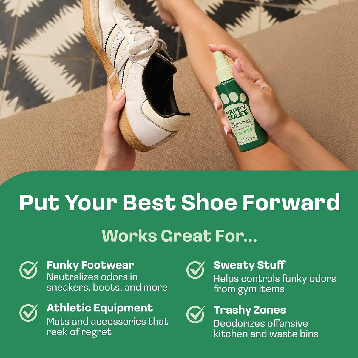 Shoe Deodorizer Spray for Gym Gear & Smelly Shoes Caused by Stinky Feet - Strong Odor Fighter for Sneakers, Boots, and Sandals - Fresh Smell, Refreshing Shoe Spritz 4oz (Eucalyptus Mint)