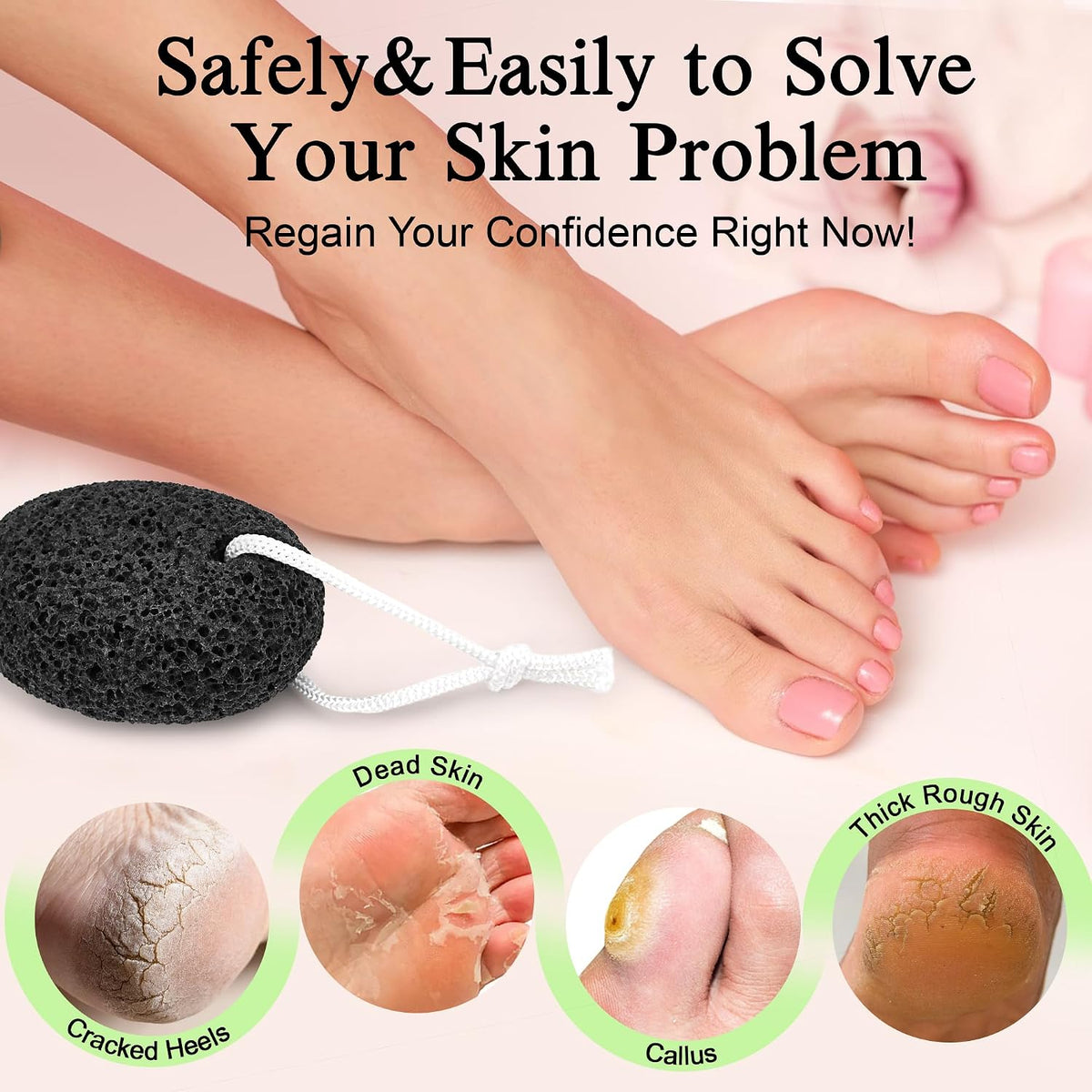SALVMARY Natural Pumice Stone for Feet Foot Scrubber Callus Remover 2 Pack