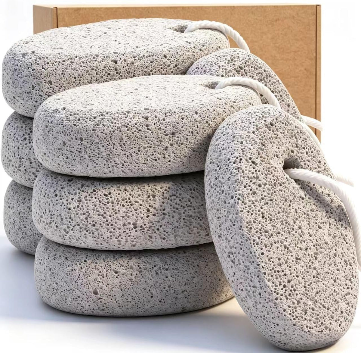 8PCS Natural Pumice Stone for Feet, Borogo Lava Pedicure Tools Hard Skin Callus Remover