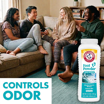 Arm & Hammer Soothing Foot Powder, Odor Control, Aqua Refresh Scent, 4.5 oz