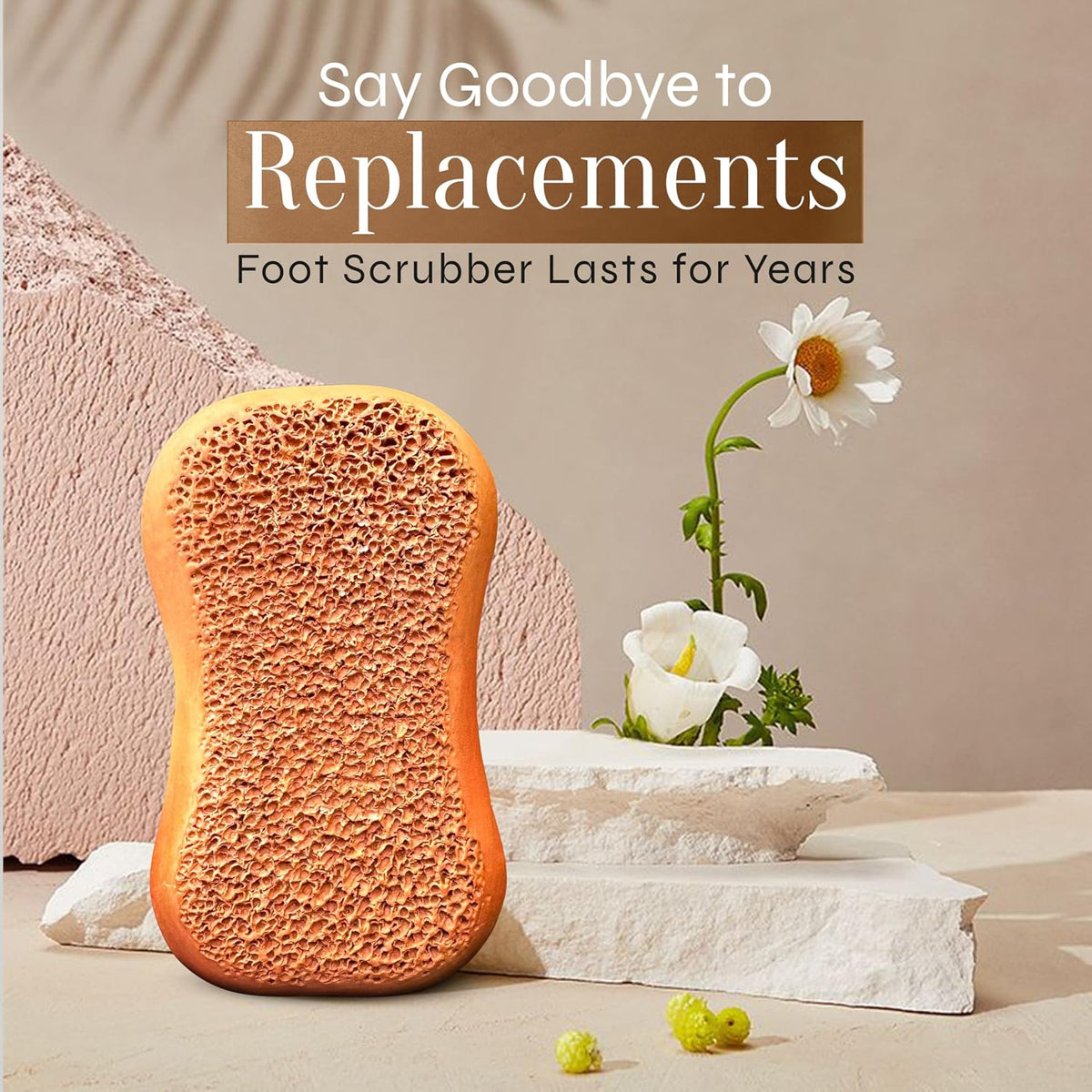 Facón Pumice Stone for Feet Callus Remover - Terra-Cotta Foot Scrubber with 2 Sides, 100% Pure Natural Foot Pumice Stone, Pedicure Pumice Stone Scrubber, Foot Exfoliator, Removes Calluses & Dead Skin