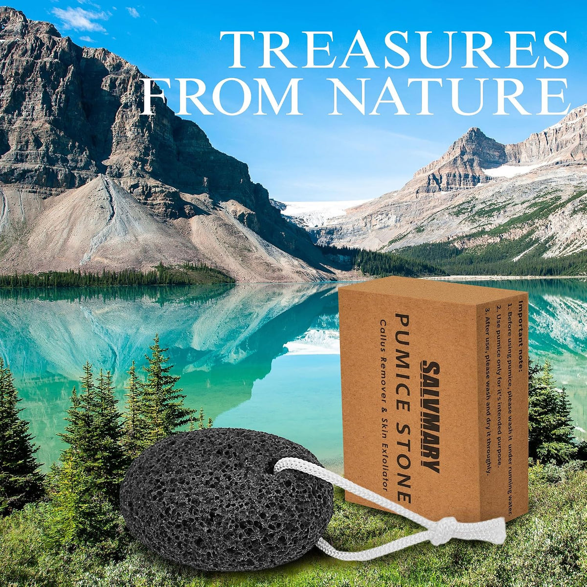 SALVMARY Natural Pumice Stone for Feet Foot Scrubber Callus Remover 2 Pack