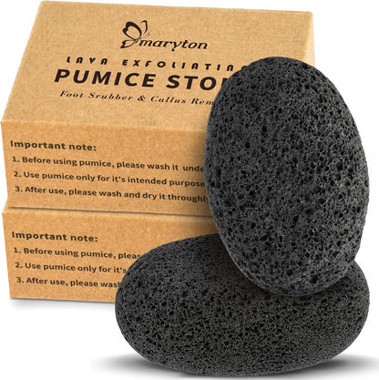 Maryton Natural Pumice Stone for Feet - Lava Foot Exfoliator Scrubber Pedicure Tools, Dead Skin Corn Callus Remover for Feet and Hands, 2 Count