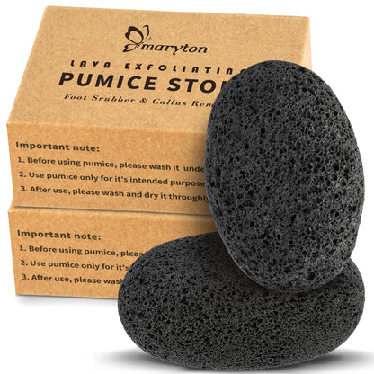 Maryton Natural Pumice Stone for Feet - Lava Foot Exfoliator Scrubber Pedicure Tools, Dead Skin Corn Callus Remover for Feet and Hands, 2 Count