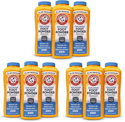 Arm & Hammer Odor Defense Foot Powder for Shoes & Feet, 7 oz, 3 Pack
