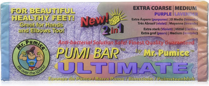 Mr. Pumice Ultimate PUMI Bar, 2-in-1 Callus Remover, Pedicure Stone & Ped File Scrubber for Smooth Feet and Heels, Dual-Grit (Medium + Coarse), 1 Pack