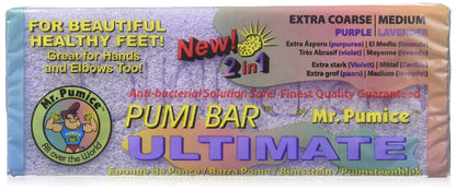 Mr. Pumice Ultimate PUMI Bar, 2-in-1 Callus Remover, Pedicure Stone & Ped File Scrubber for Smooth Feet and Heels, Dual-Grit (Medium + Coarse), 1 Pack